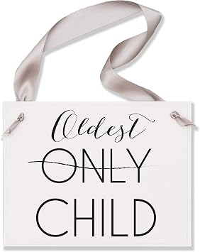 Pregnancy Announcement for Second Child | Only Child Promoted to Oldest Sibling Signs | Decorative Sign for Big Brother or Sister | New Baby Signage | White Paper Black Ink Gray Ribbon