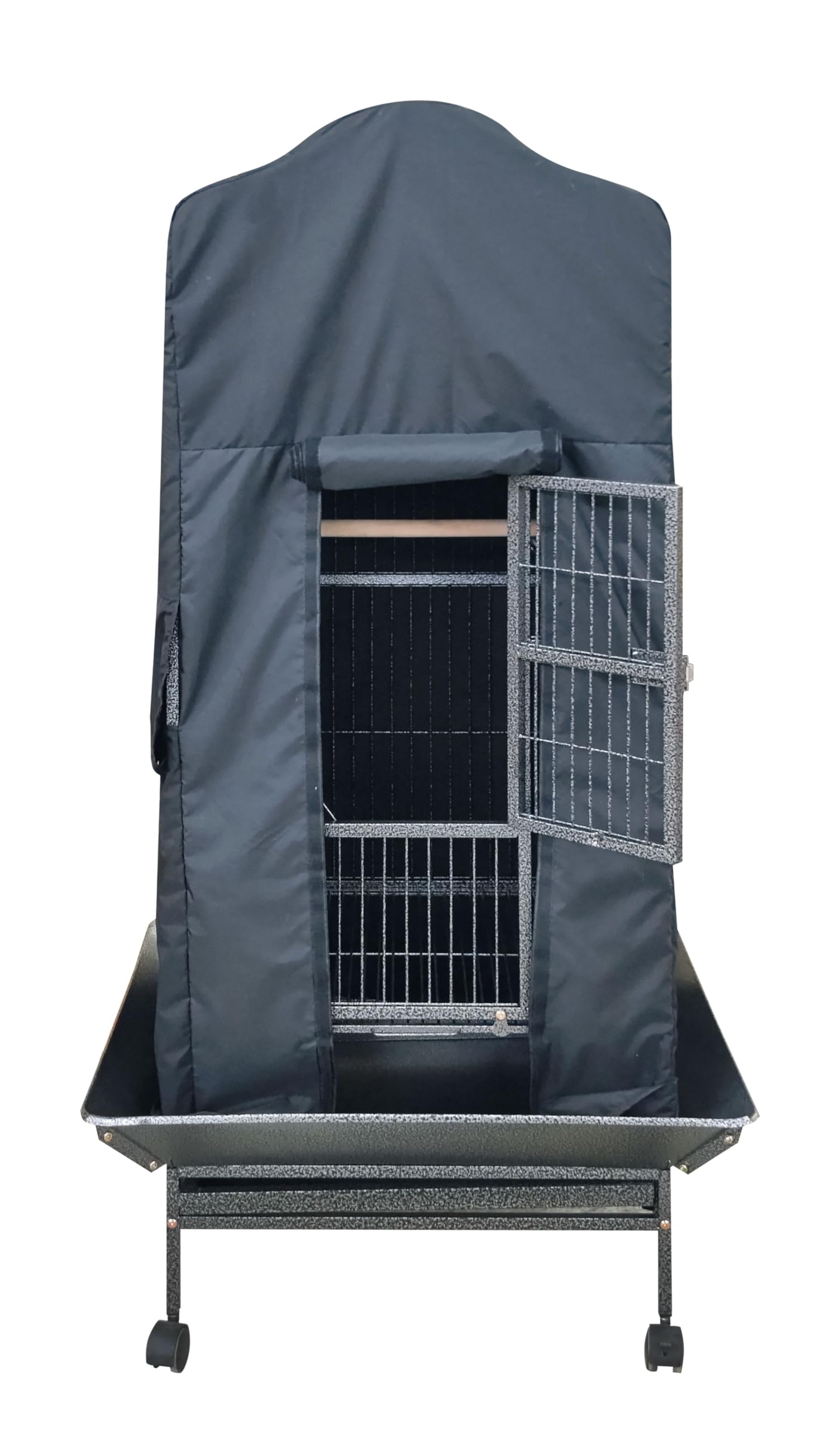 Pet's Solution - Telo Copertura Nero per Gabbia Pappagalli con Tetto Onda e Misura Interna da 61,5x57,5x121h cm, Ideato per Favorire il Riposo dei Volatili