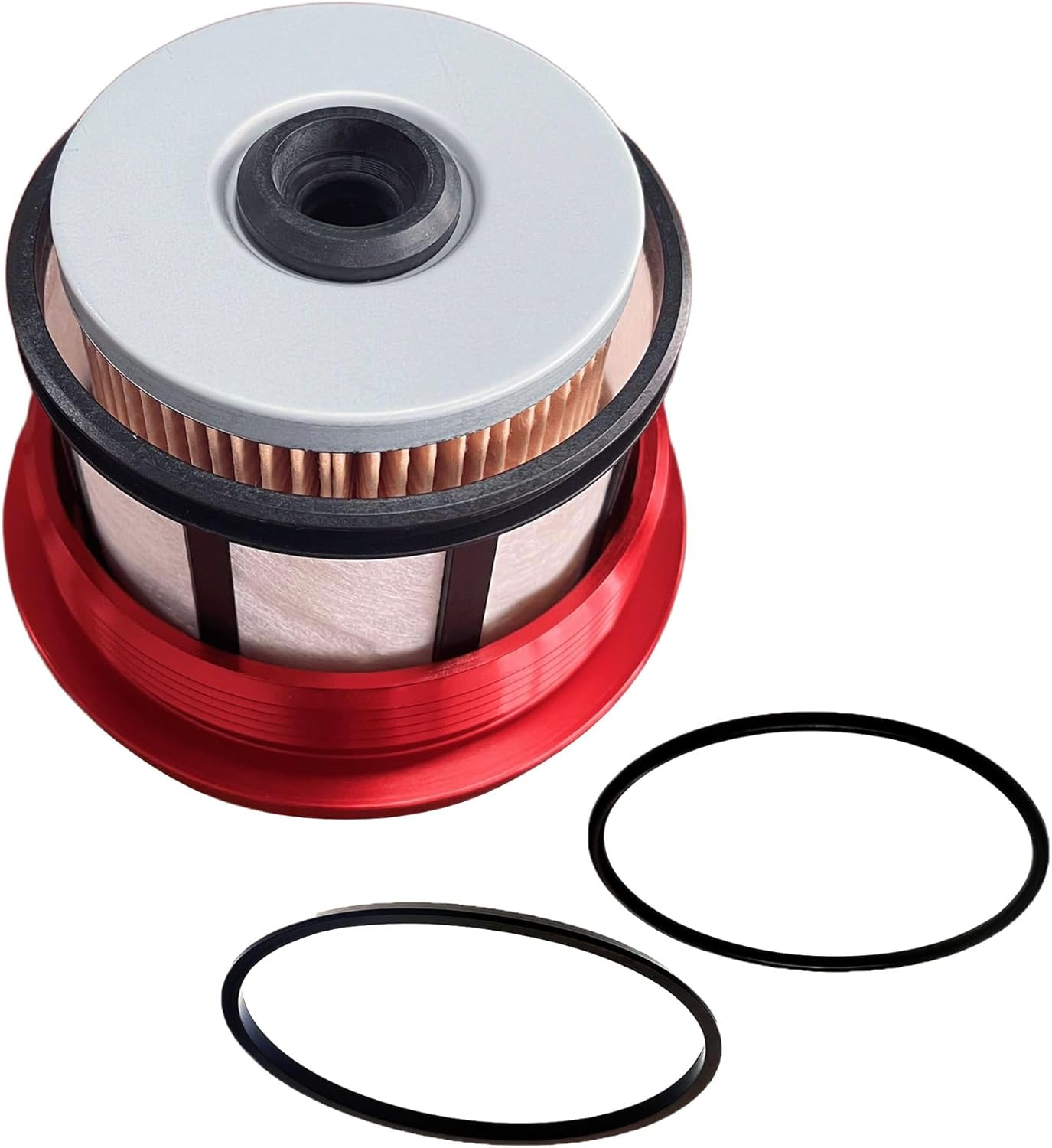 iFJF FD-4596 Fuel Filter and F81Z9G270BA luminu Fuel Filter Cap Replacement for Powerstroke 7.3L E350 E450 E550 2003 F250 F350 F450 F550 Super Duty 1999-2003 F81Z9N184AA 1831193C91 (Red Cap)