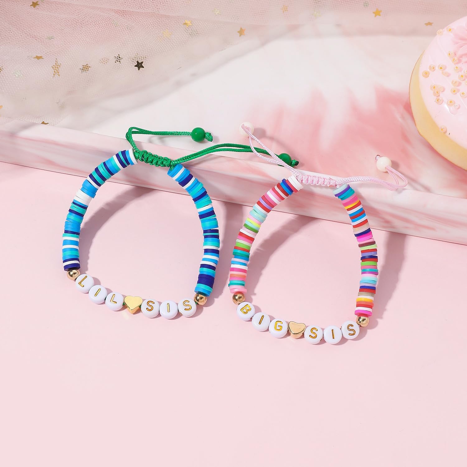 Artlunar Big Sister Bracelet, Colorful Little Girls' Sister Jewelry, Letter Beads Bracelet, Sister Jewelry Gifts for Daughter Granddaughter Niece Big Sister Girls - Image 4