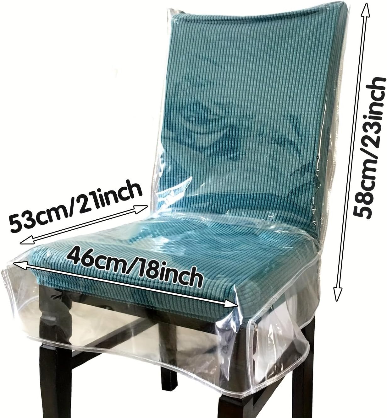 Clean Waterproof Plastic Dining Chair Covers with Backrests, Clear PVC Seat Chair Protector (4 Pack)