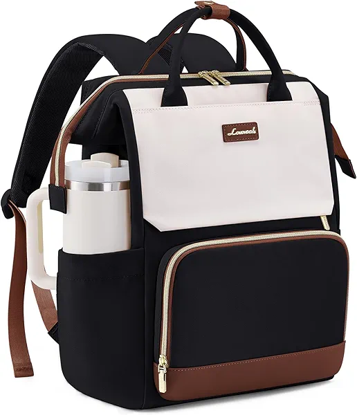 LOVEVOOK Laptop Backpack for Women with Giant Tumbler Holder Pocket, 15.6 inch Travel Work Backpack Purse for Nurse Teacher, Waterproof School Bag College Bookbag Cute Casual Daypack for Girls