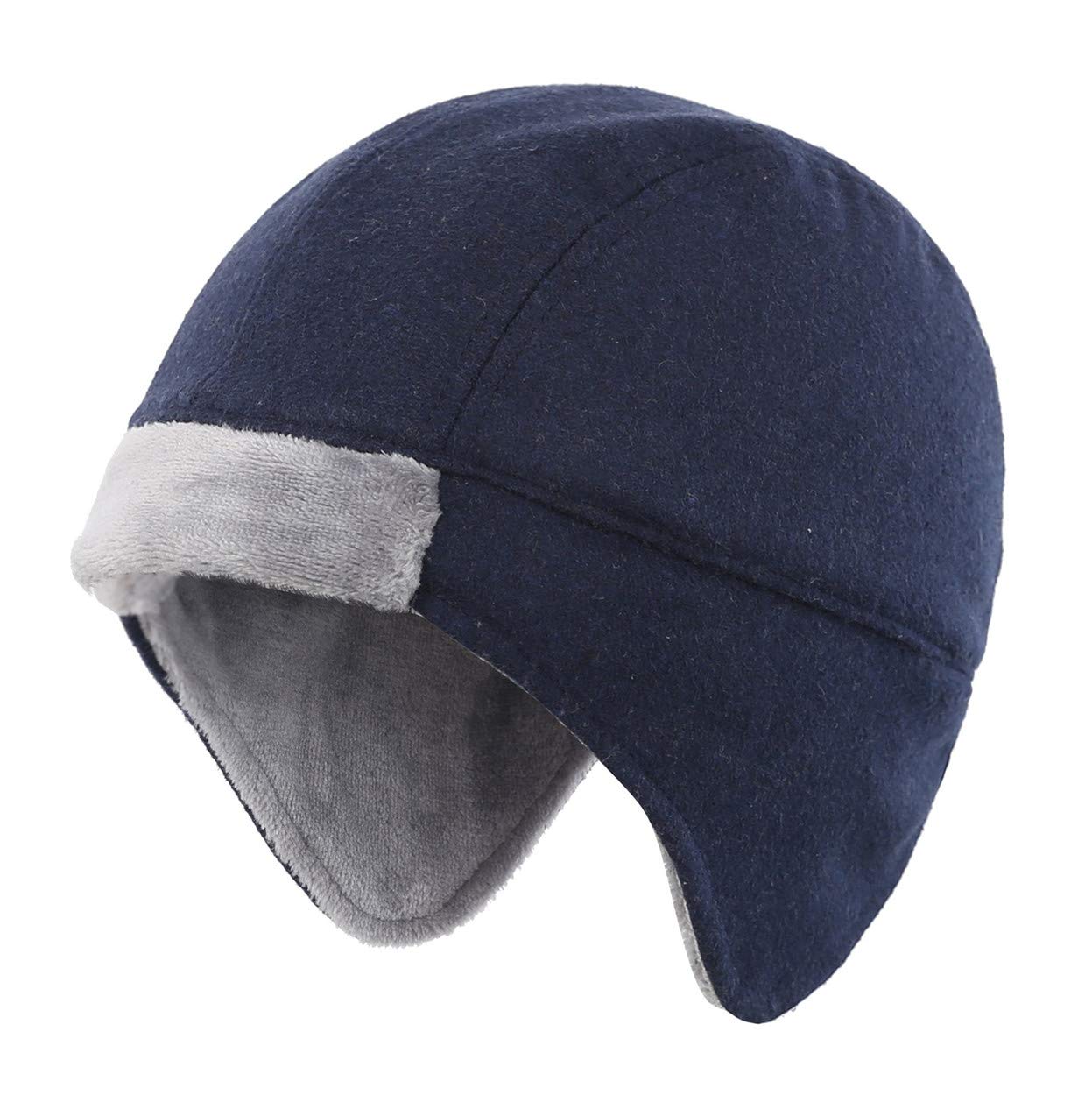 Magracy Men's Navy Blue Warm Fleece Lined Earflap Beanie Windproof Skull Cap Winter Ski Hat