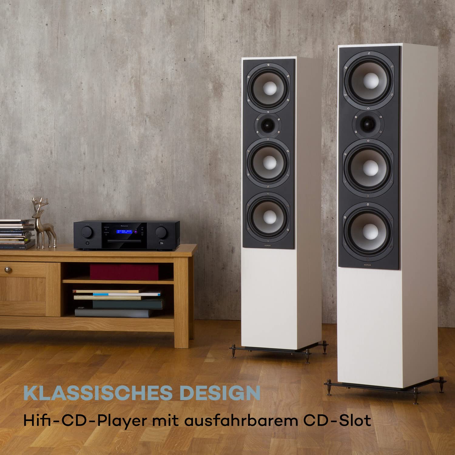 Auna CD-1000 DG, CD-Player HiFi, USB, MP3, Fernbedienung, mit LED-Display, CD Receiver Aluminium, schwarz