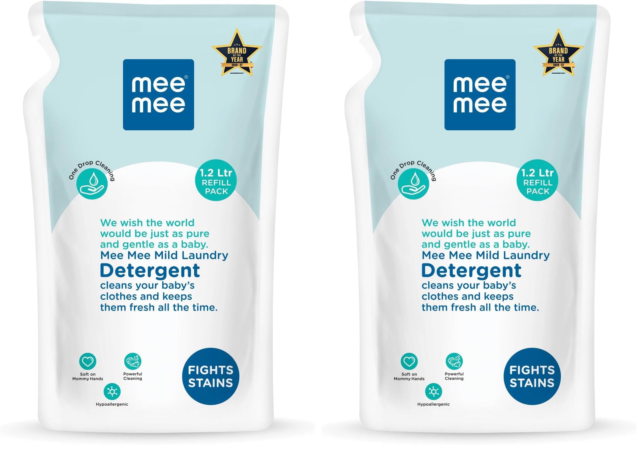 Mee Mee Baby Liquid Detergent 1.2 L | Ph Balanced, Free from Harsh Chemicals, Safe for Mother's Hands & Baby's Skin | Anti-Bacterial, Removes Stains & Odor with One Drop, Hypoallergenic (Pack of 2)-image-24