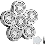 6 Blades Shaver Replacement Heads Electric Razor Blade Replacement Blades for Bald Men Shaver Replacement Blade with Blade Cover (Silver)