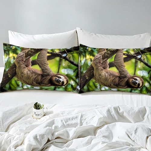 Miniatura 5 de Erosebridal Juego de ropa de cama de perezoso marrón, tamaño Queen, funda de edredón Kawaii para niños, adolescentes y niños, bonita funda de