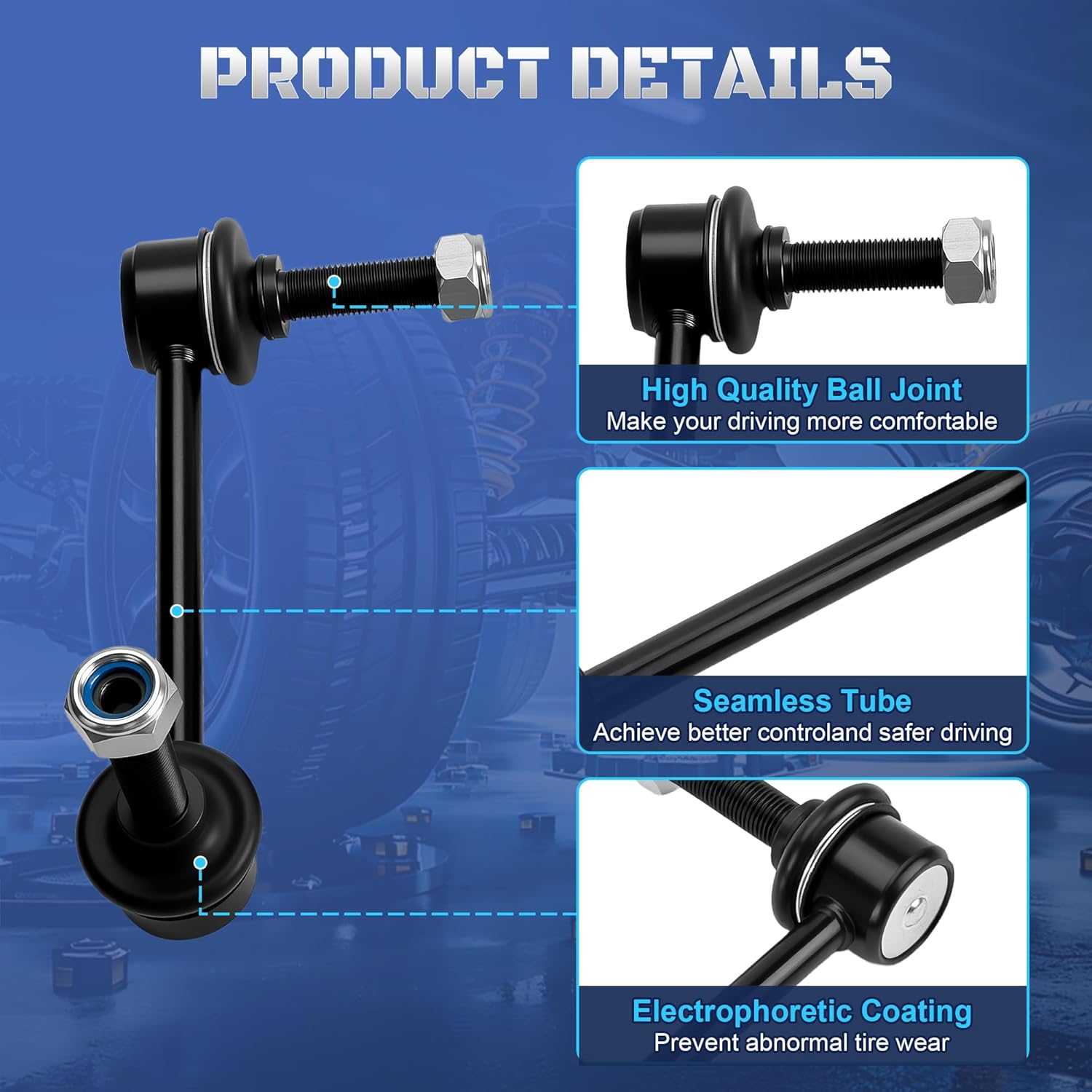 Set of 2 Front Sway Bar Stabilizer End Links Compatible with Jeep Grand Cherokee & Dodge Durango 2011 2012 2013 2015 2015 3.6L 5.7L Replaces K750578, K750579, 68069654AB