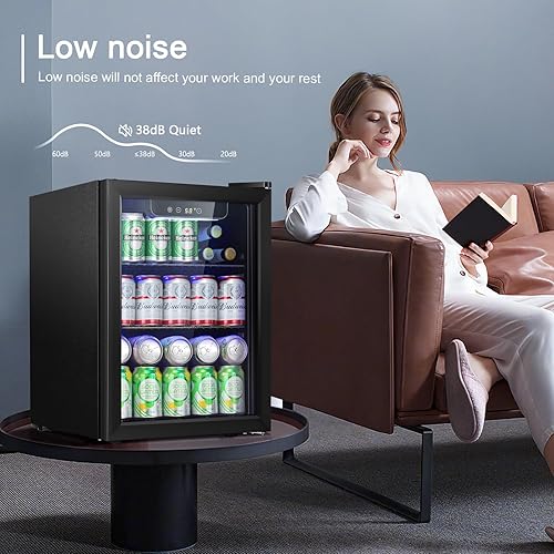 Miniatura 5 de Antarctic Star Refrigerador de bebidas de 1.7 pies cúbicos pequeño mini refrigerador 68 latas, con puerta de vidrio, refrigerador pequeño
