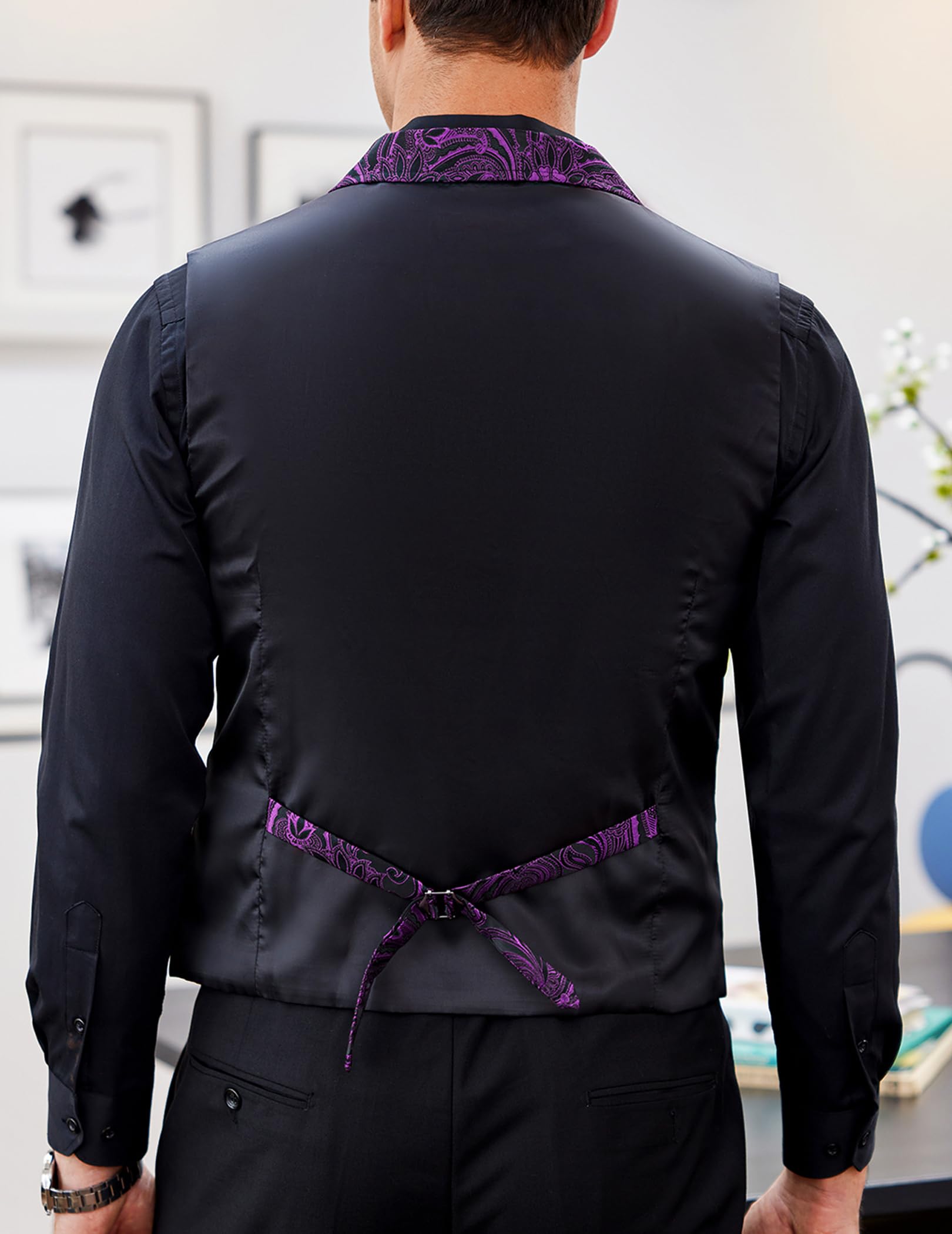 COOFANDY Gilet da uomo con motivo cachemire, floreale, vittoriano, gotico, steampunk, formale, gilet da smoking con risvolti dentellati