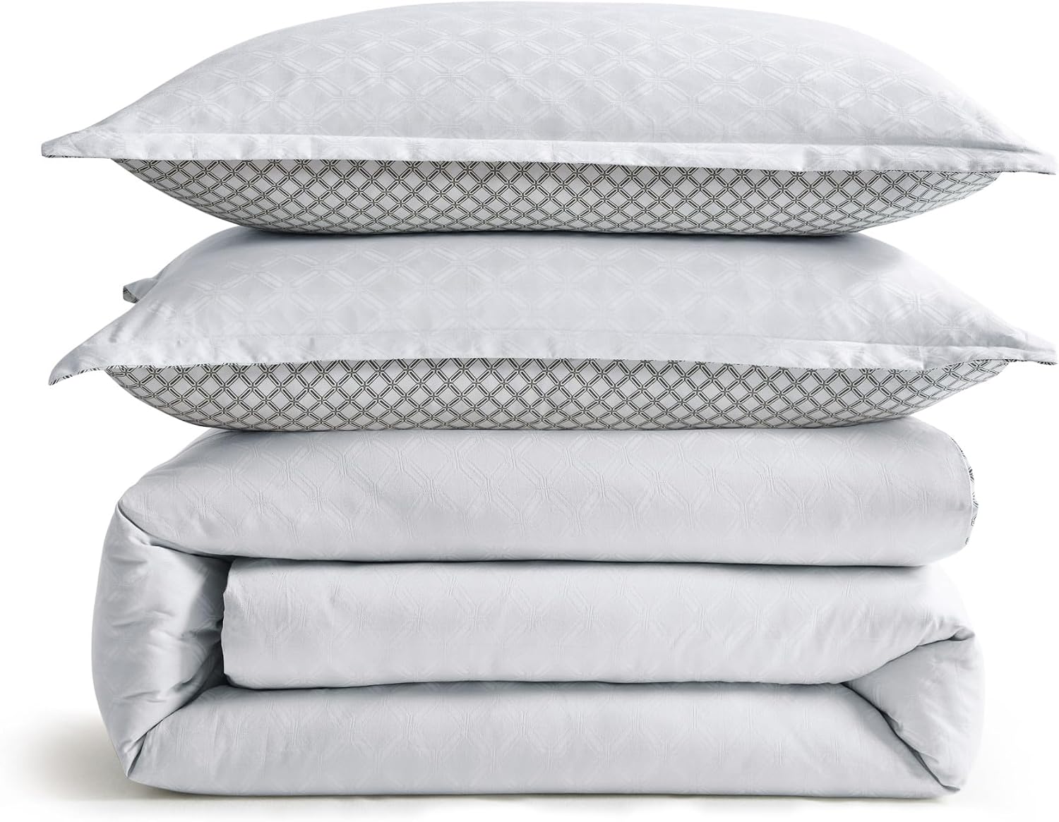Ted Baker Duvet Cover Set Full/Queen - 3-Piece Cotton Jacquard - Pollsy, White
