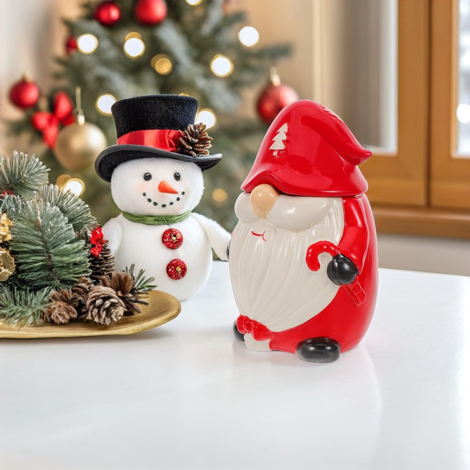 jojofuny Boîtes de Noël Céramique Bocaux Décoratifs à Couvercle Petites Boîtes pour Biscuits et Bonbons Idée Cadeau Festif