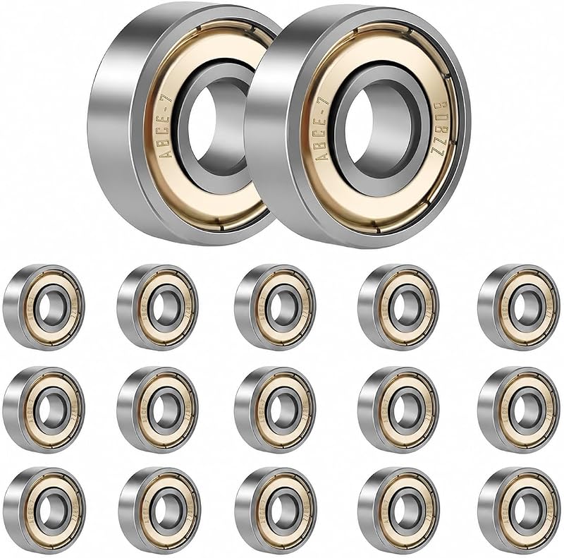 20 Pcs 608ZZ Bearings (8x22x7mm), Anti-Rust ABEC-7 Precision Skateboard Bearings, Double Metal Shielded for Roller Skates, Inline Skates, Scooters, Fidget Spinners & 3D Printers - Quiet Spin