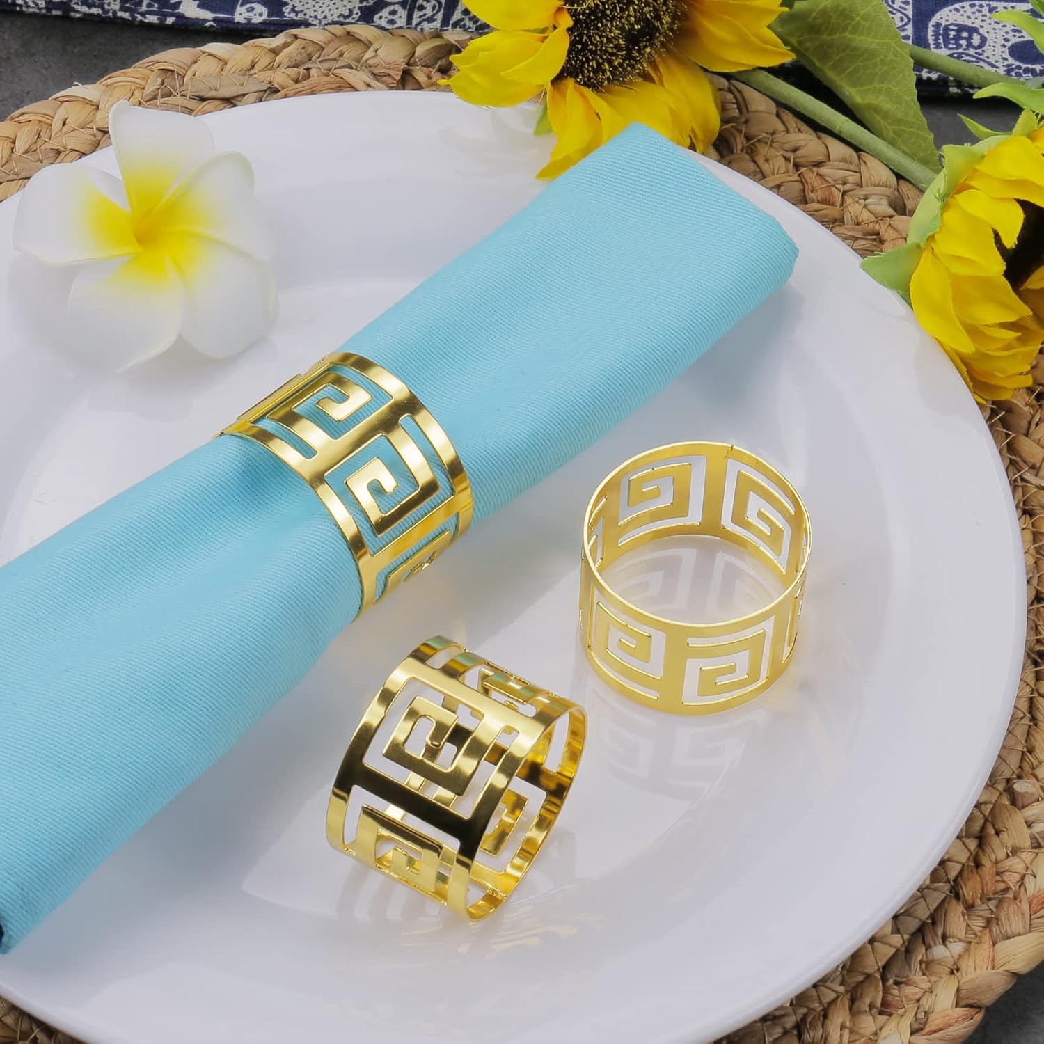 LogHog Gold Napkin Rings Set of 12,Attractive Glossy Napkin Ring Metal Buckles,Elegant Napkin Rings for Table Setting at The Wedding Parties Holiday Daily Family Gathering (Gold) image 3