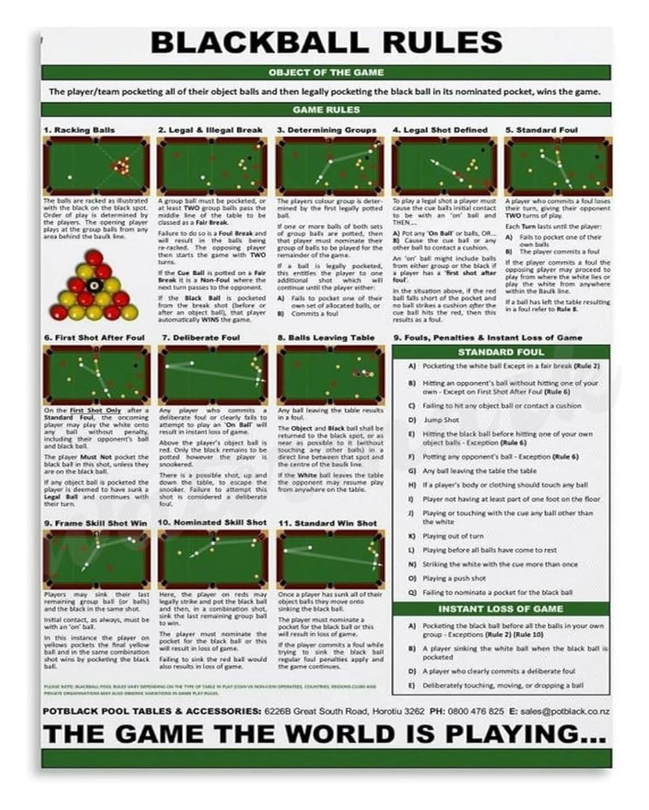 LLBOGRGGN Official Pool Rules Poster Billiards Game Rules Wall-Art Man Cave Decor for Bar Game Room Basement Living Room(Framed,16x24inch(40x60cm))