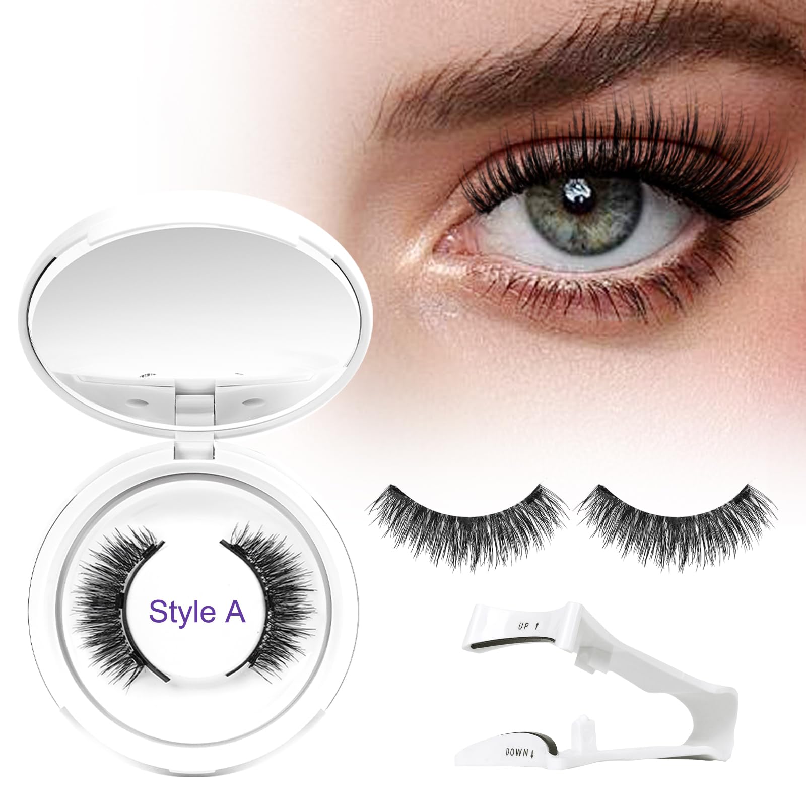 Crislashes Pestañas-Postizas-Magneticas, Pestañas Magnéticas con Aplicador, Pestañas Magneticas Naturales, No Requiere Delineador de Ojos ni Pegamento (Style A)