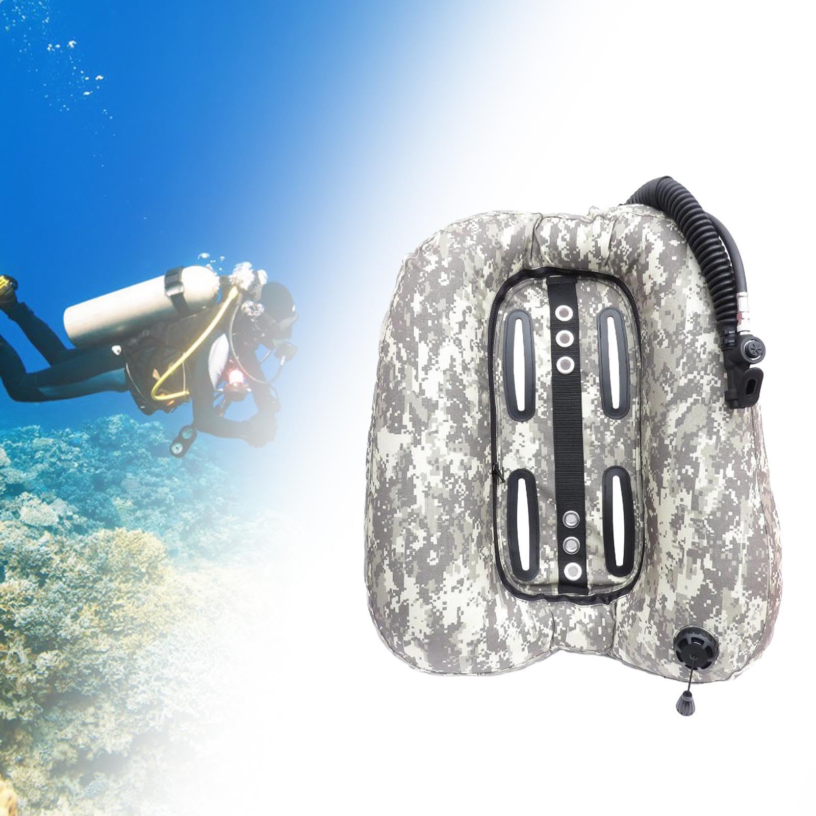 Fancyes Scuba Diving Donut Wing Tank,Diver Gear 45lbs Equipment BCD Buoyancy Compensator Scuba BCD Set for Underwater Men and Women, White Grey