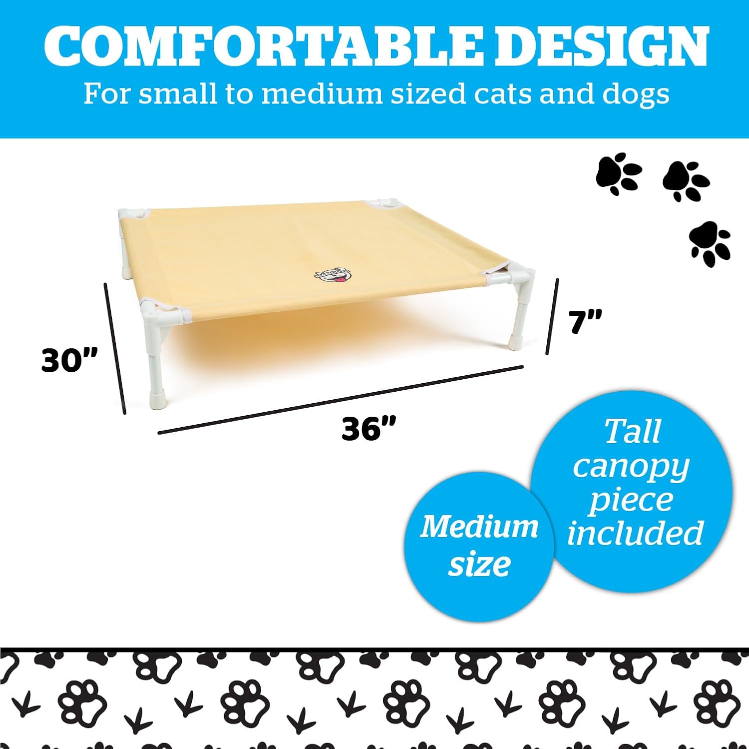 BigMouth Mushroom Elevated Canopy Dog Bed, Raised Indoor Outdoor Pet Cot with UV Shade, Cooling Airflow Design - Medium