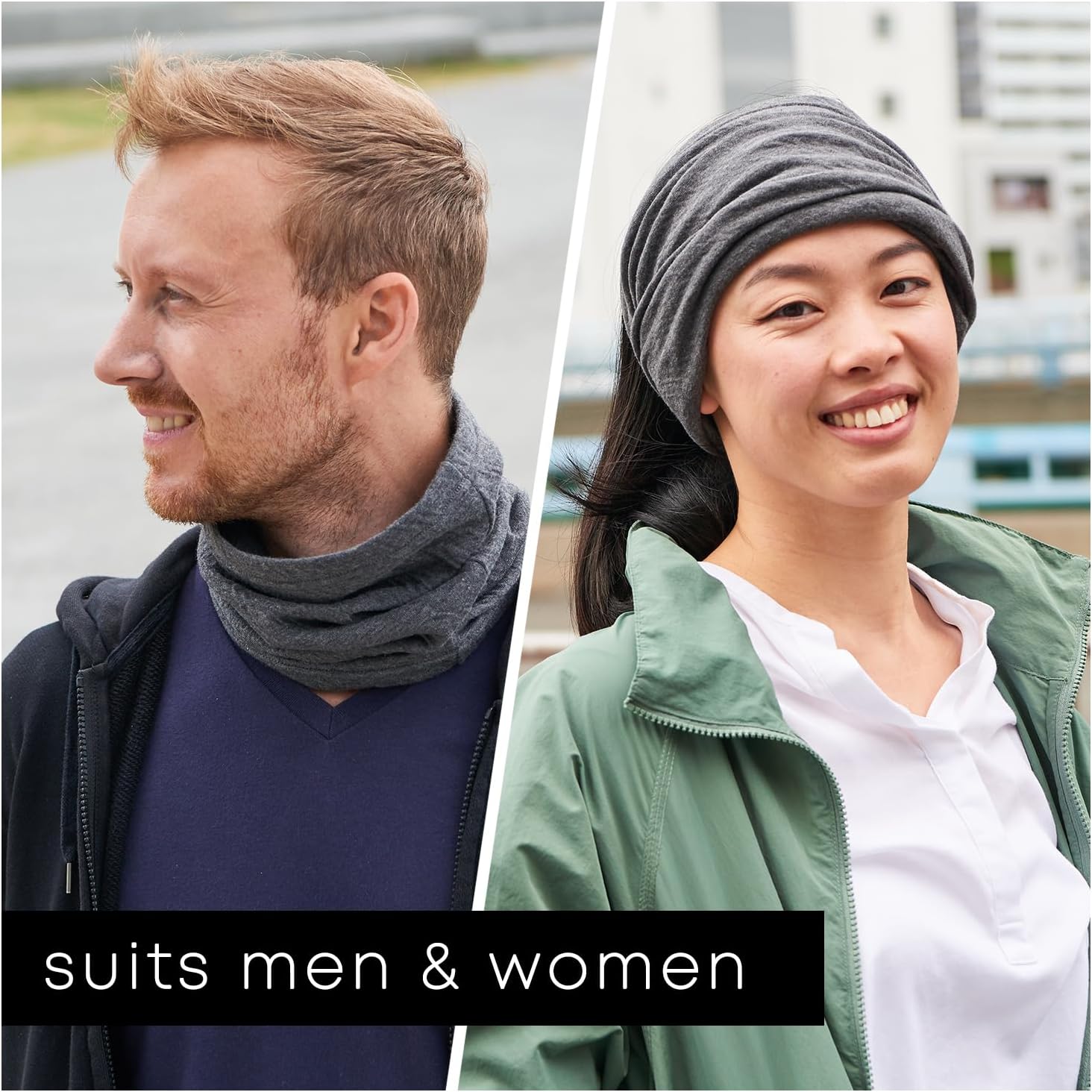 CHARM Neck Warmer for Women and Men - Warm Organic Cotton Headbands Made in Japan Ear Beanie Head Band - Image 3