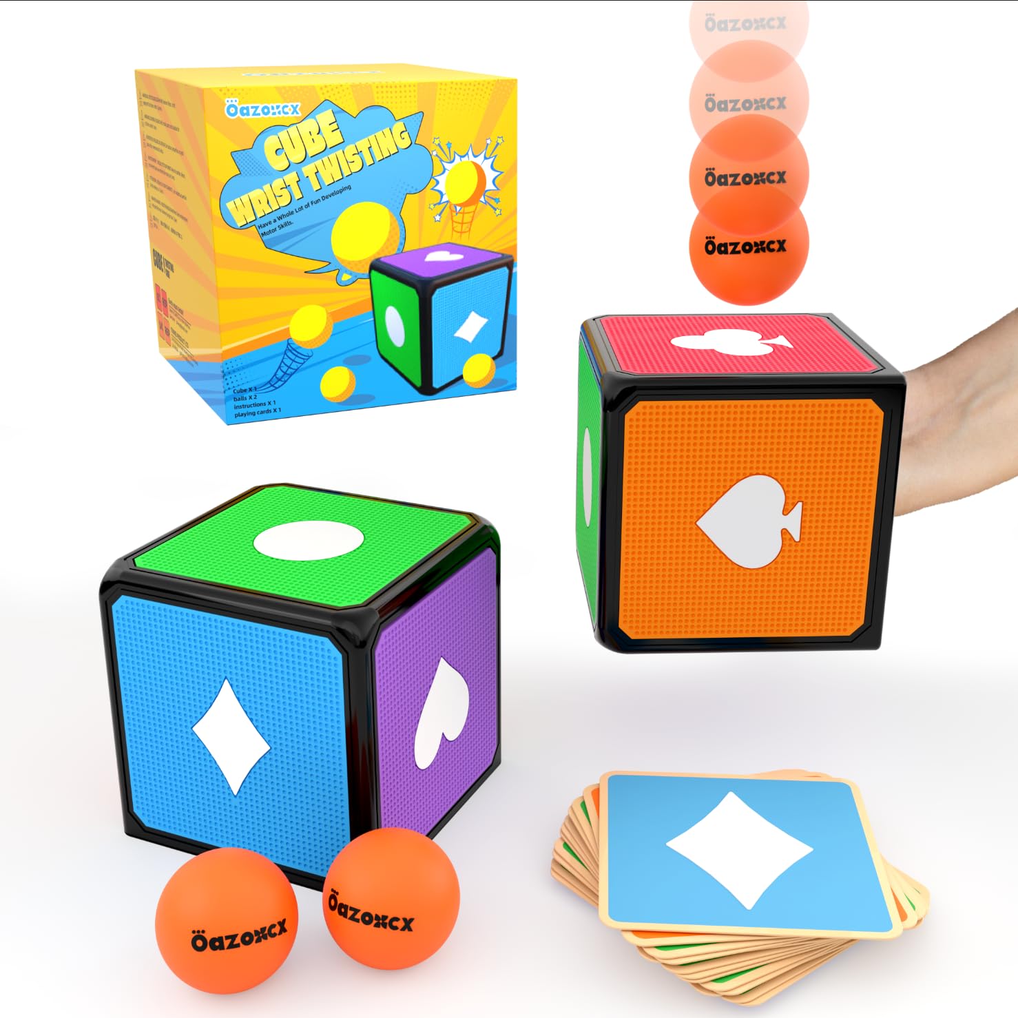 oazoxcx Wrist Twisting Bounce Cube Ball Game Skill for Adults with Teenagers, Stress Relief Toy for Indoor and Outdoor (Black)