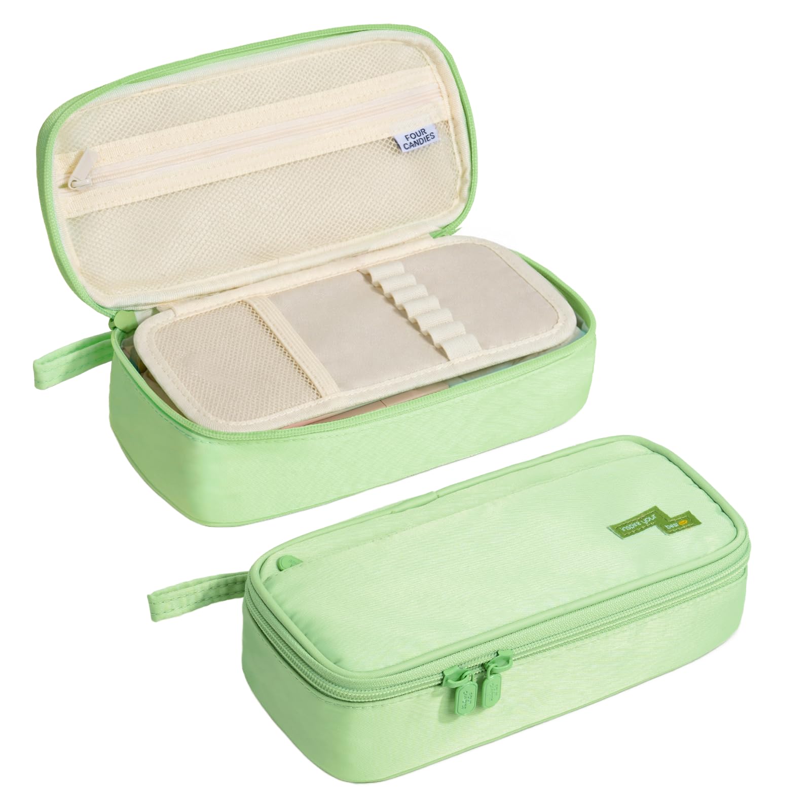 Four Candies Pencil Case, Large Capacity Pencil Pouch (Green)