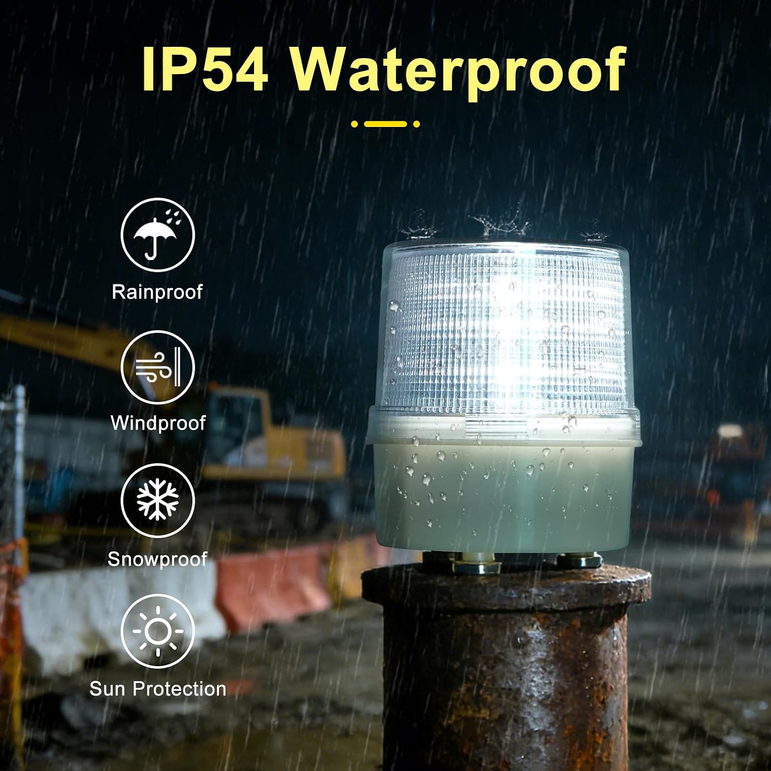 Aolyty Solar Warning Lights, Strong Magnetic Base, Rotating Light Mode Solar Safety Light Waterproof Beacon Lights for Construction Site, Guardrail, Stop Sign (White)
