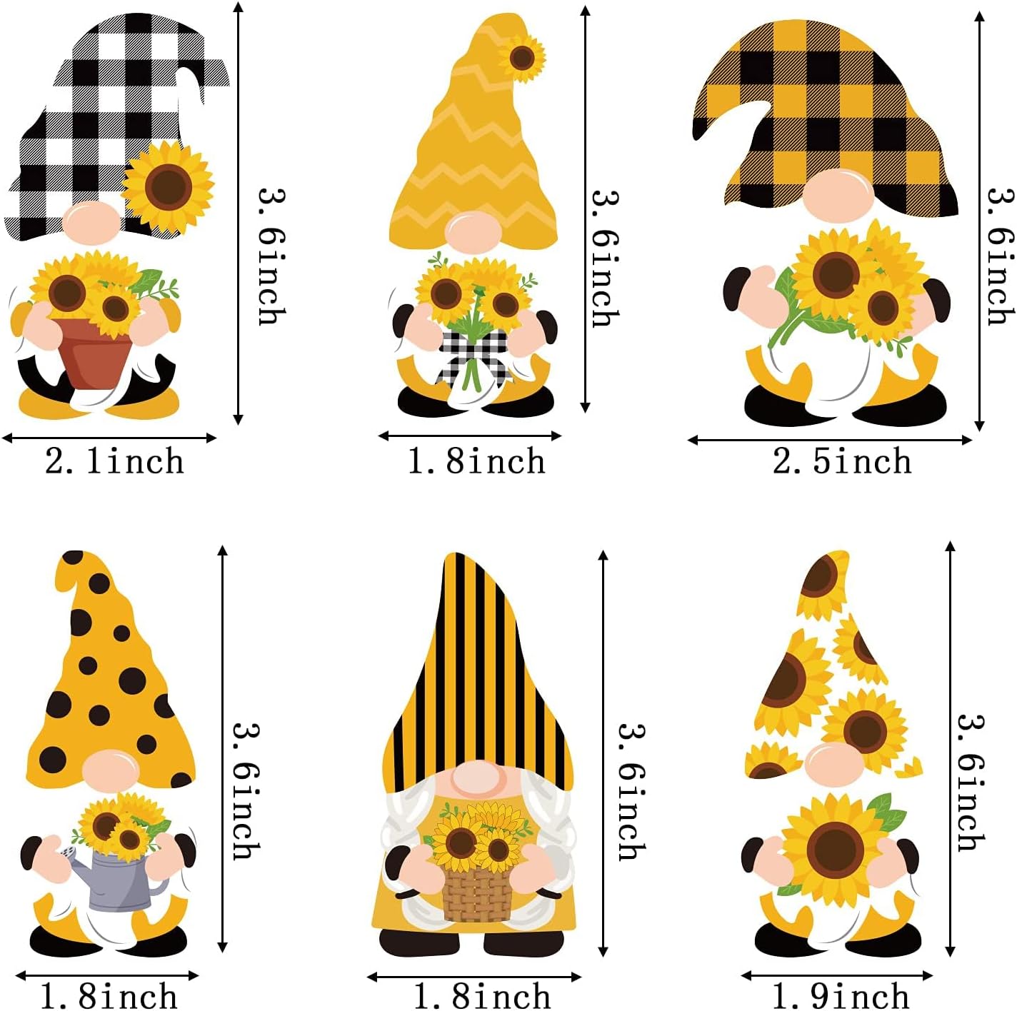 WATINC 25 Pack Sunflower Gnome Wooden Ornament, Hanging Wooden Pendants for Summer Party Decoration, Yellow Flower Gnome with Hat Handing Tag with Burlap Rope for Holiday Theme Party Favor Supplies