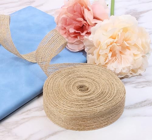 Vista 20 de Shapenty Cinta de tela de arpillera natural para bodas, fiestas, decoración del hogar, manualidades, adornos de Navidad, lazos para envolver