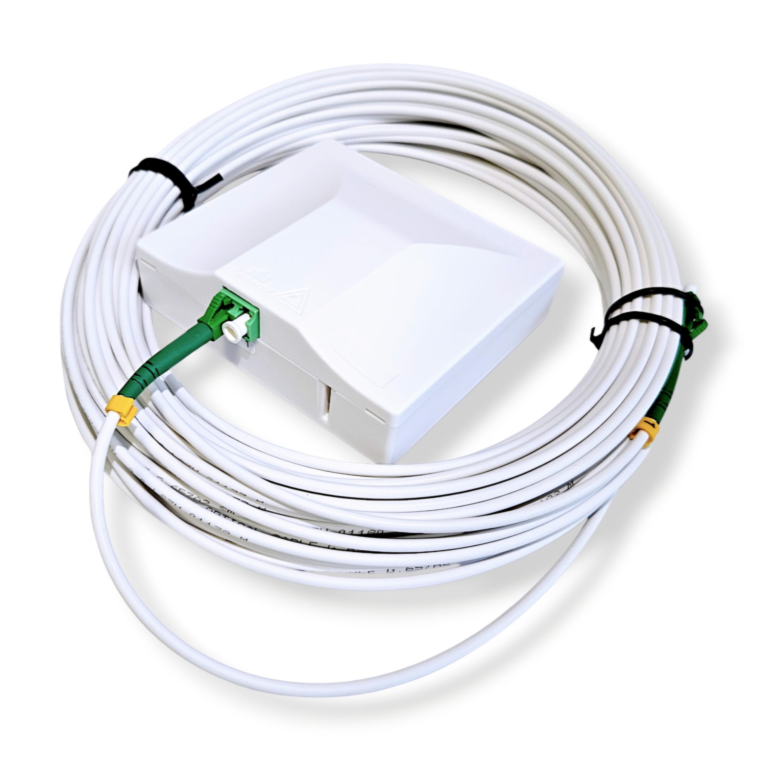 FLEXI KIT - 20m Glasfaserkabel vorkonfektioniert mit 20m Ziehbox, LC/APC 8°, weiß, OS2 Patchkabel, 3.0mm/1.2mm Durchmesser, 9/125μm, LSZH, FTTH Lichtwellenleiter, G.657.A2