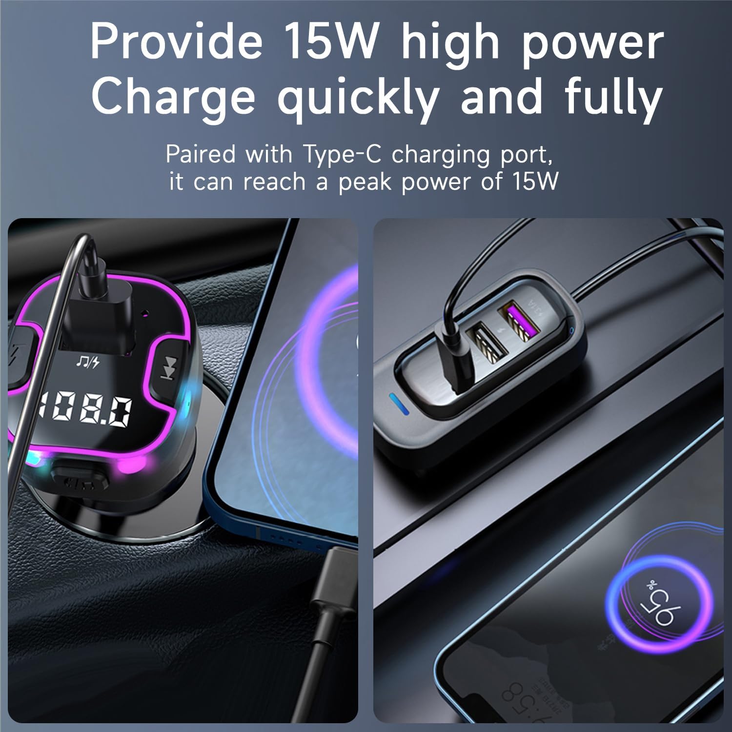 QUMOX C56 FM Transmitter providing 15W high power charging