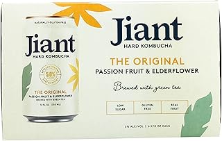 JIANT HARD KOMBUCHA Original Passion Fruit & Elderflower Hard Kombucha 6pk Cans, 12 FZ