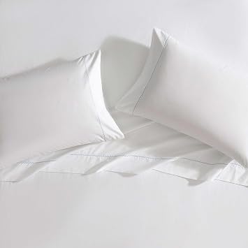 Laura Ashley - Sheet Set, Breathable Cotton Percale Bedding with Matching Pillowcases, Soft Home Decor (Scallop Blue, King)