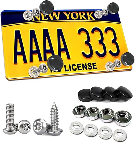 Miniatura 4 de Kit de 8 tornillos para placa de automóvil, tornillos antirrobo de acero inoxidable, sujetadores de pernos de matrícula, tuerca, kit de tornillos