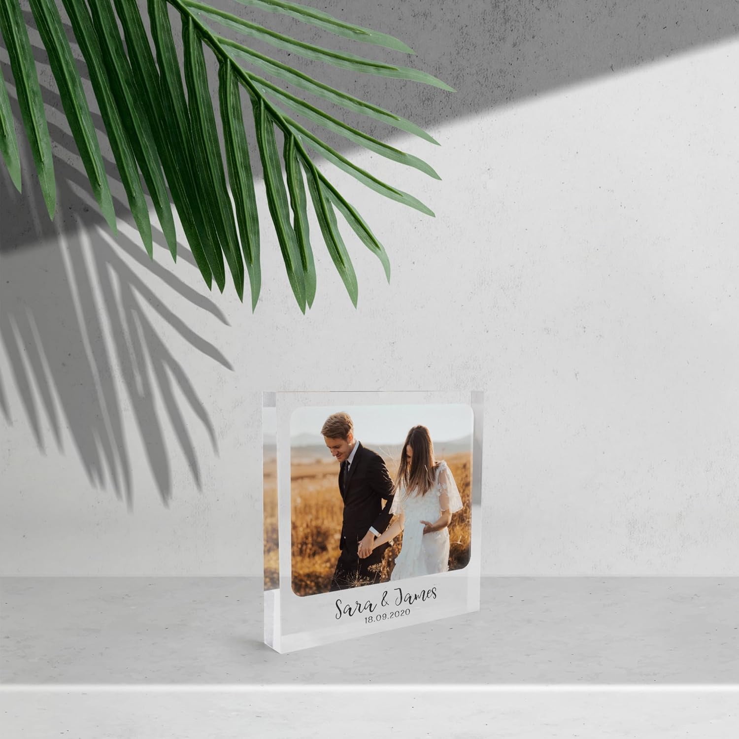 Customized Acrylic Photo Cube, Freestanding Acrylic Block Frame, Durable Photo Cube for Desk Decor, Non Breakable Frames, Personalized Photo Gift for Birthday, Valentines Day, Anniversary, Wedding, Graduation, Keepsake Gift for Her Him (Design 2, 5x5 in)