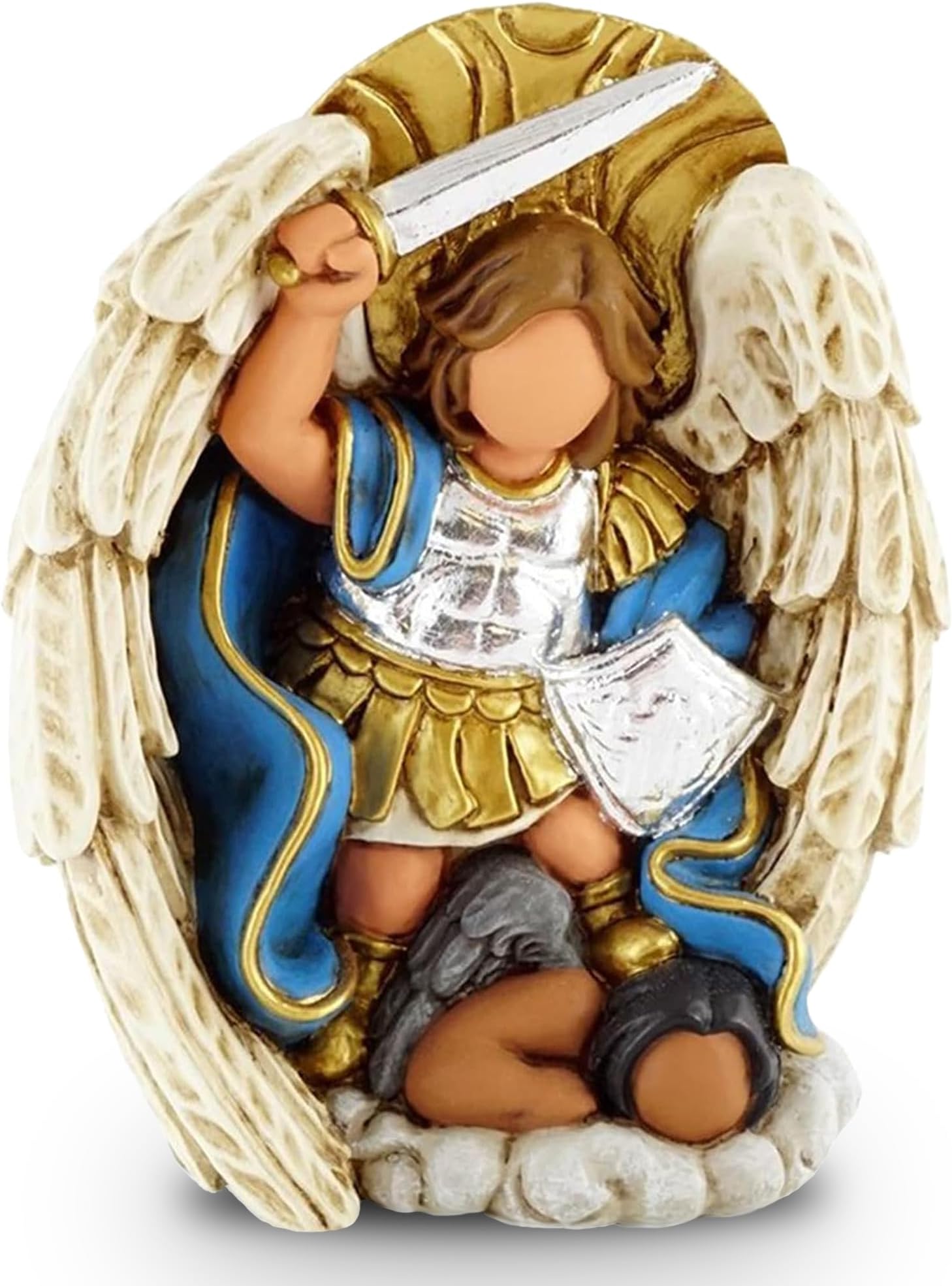 GuitlaSan Miguel Arcángel Azul, Serie Bolitas, Escultura Religiosa, Religious Decoration