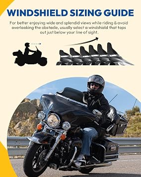 Windshield 8 Wave Windscreen Compatible with Harley Davidson Touring Street Glide Electra Glide Ultra Classic Glide FLHTK FLHT FLHTCUTri Glide 1996-2013, Black