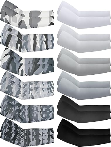 Miniatura 6 de Newcotte 12 pares de mangas de compresión para niños, manga de compresión para brazos, protección UV, mangas de enfriamiento transpirables de béisbol