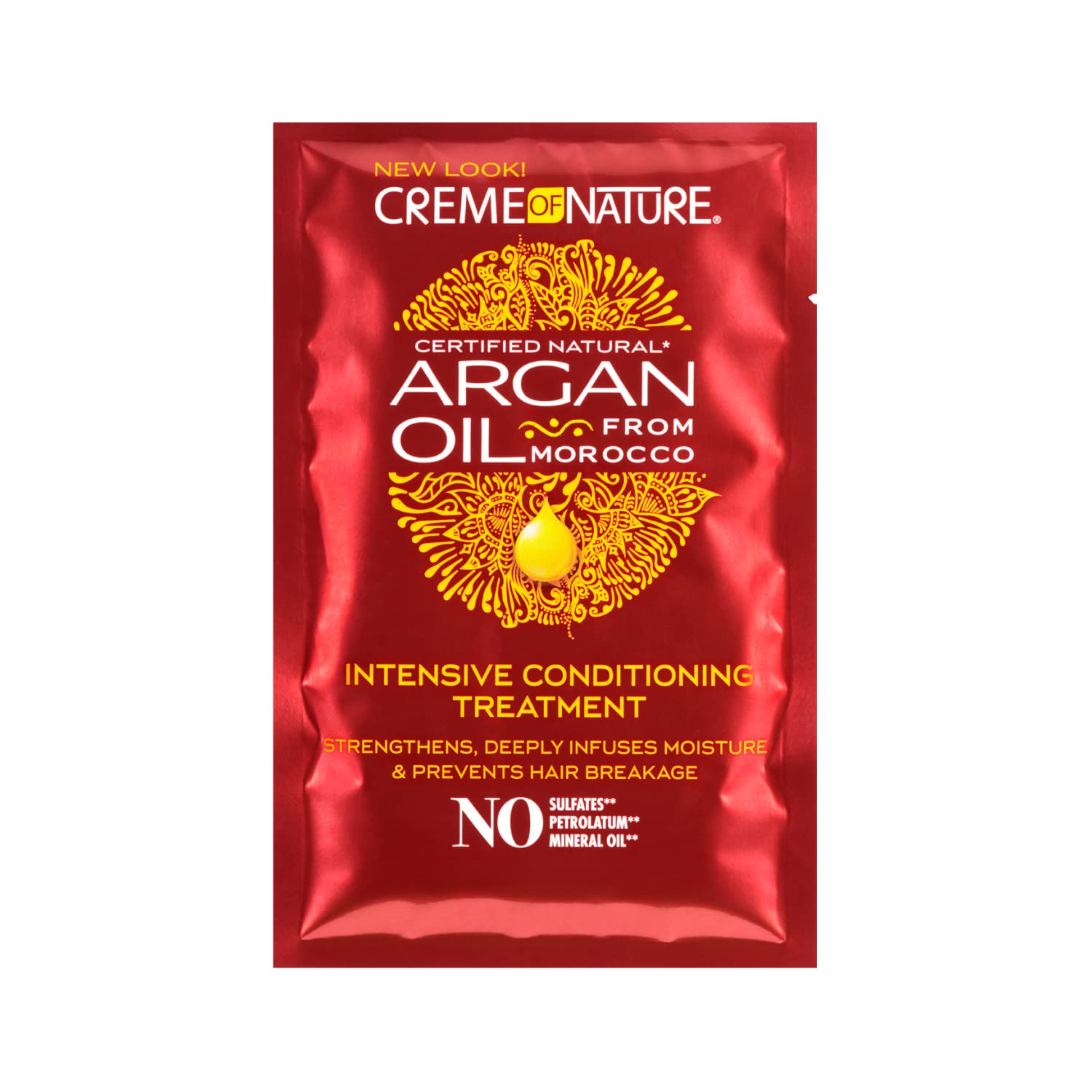 Creme of Nature, Argan Moisturizing Mask with Moroccan Argan Oil, Moisturising and Creamy Formula, Curly Hair, Frizzy Hair, Sulphate-Free, Pouch (63.7 g)