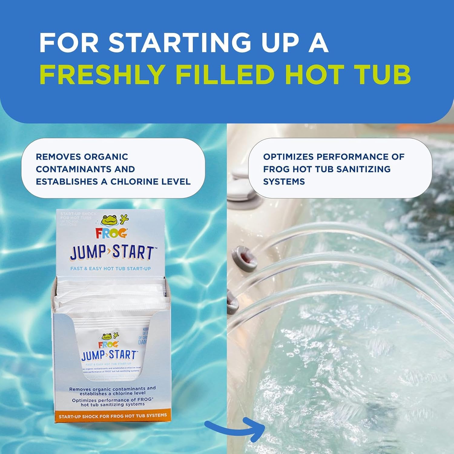 FROG Jump Start for Hot Tubs - Start-Up Chlorine Shock Removes Organic Contaminants & Establishes Chlorine Level - Hot Tub Set Up & Treatment - 6 Pack - Image 6