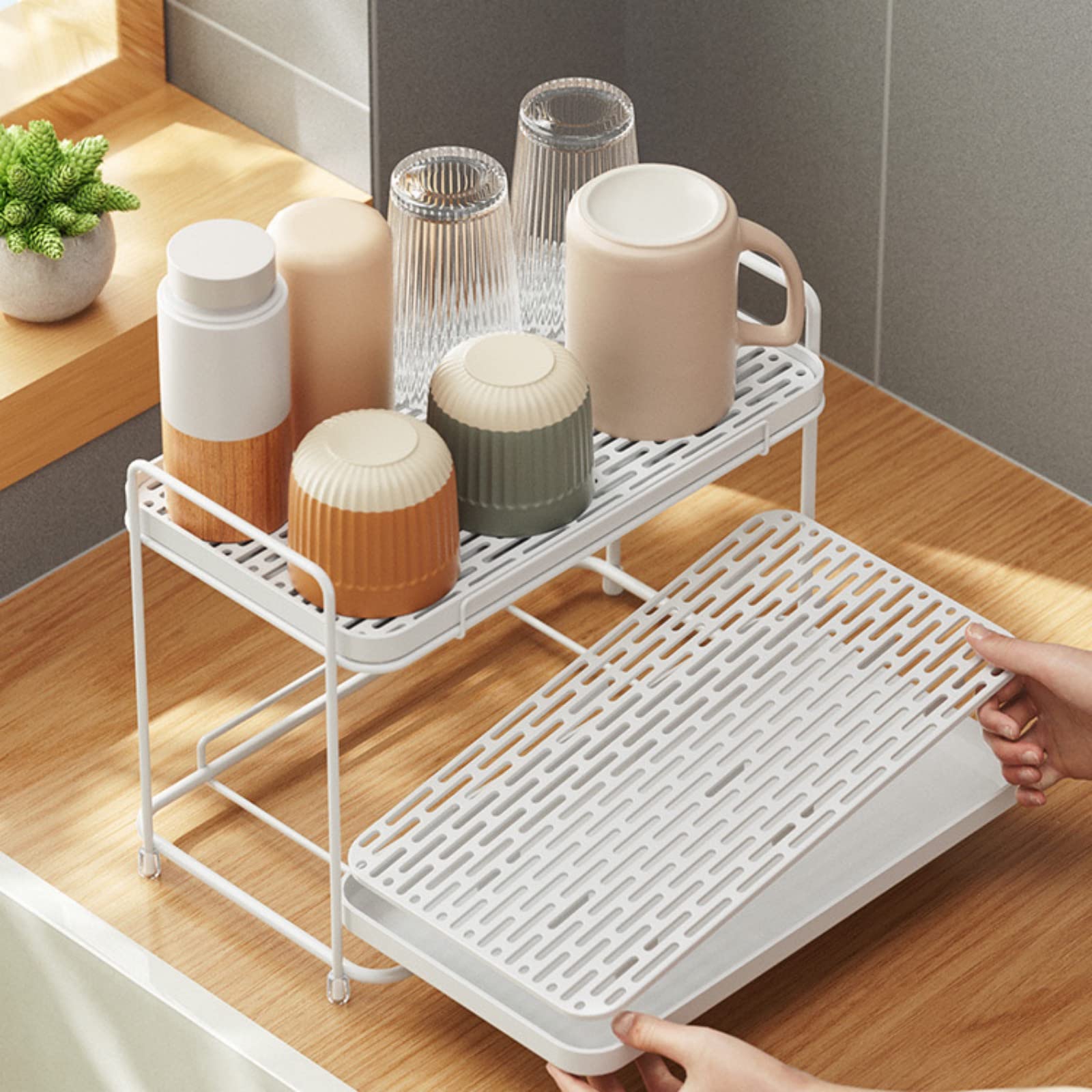 Amazon｜コップ 収納 カップラック 食器 水切りラック 2段 コップ