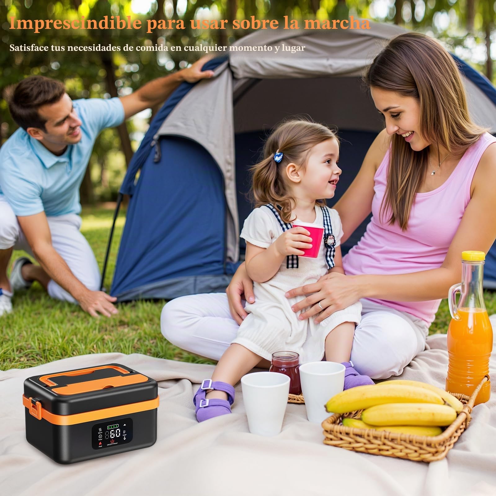 Taper electrico para comida, fiambrera recargable con calentamiento automático de 16 000 mAh, calentador de alimentos portátil de 1 l con calentamiento automático para oficina, picnic, coche