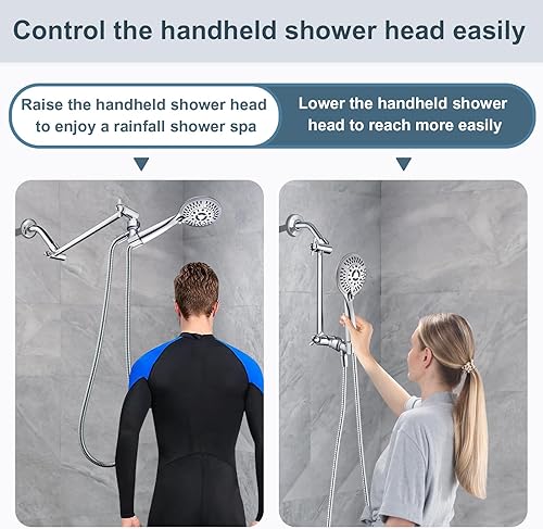 Vista 12 de BRIGHT SHOWERS Extensor de brazo de ducha de latón para lluvia y cabezal de ducha de mano, brazo de extensión universal de 5 pulgadas, altura y Cromo