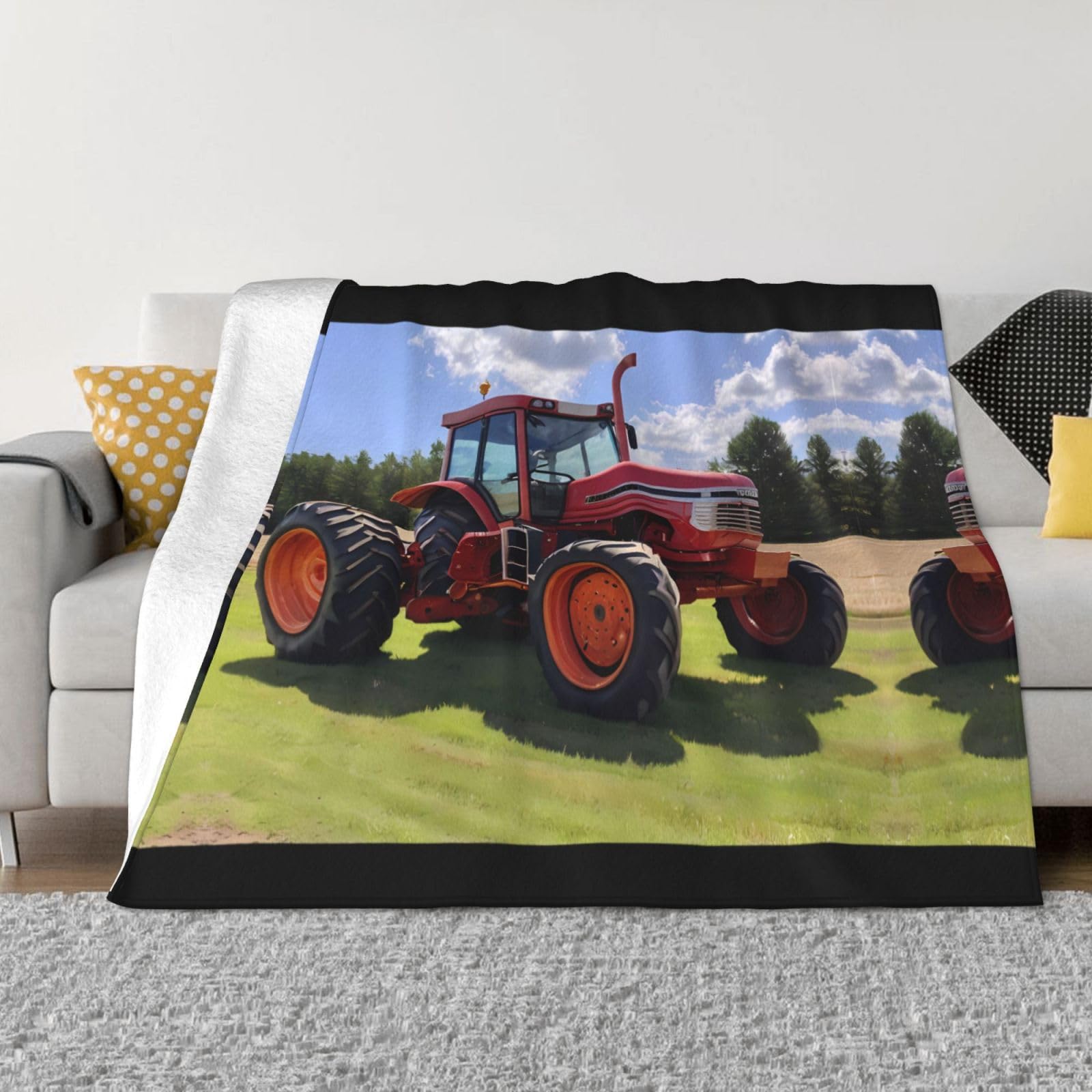 Couverture chaude en flanelle anti-froid grand format tracteur pour canapé
