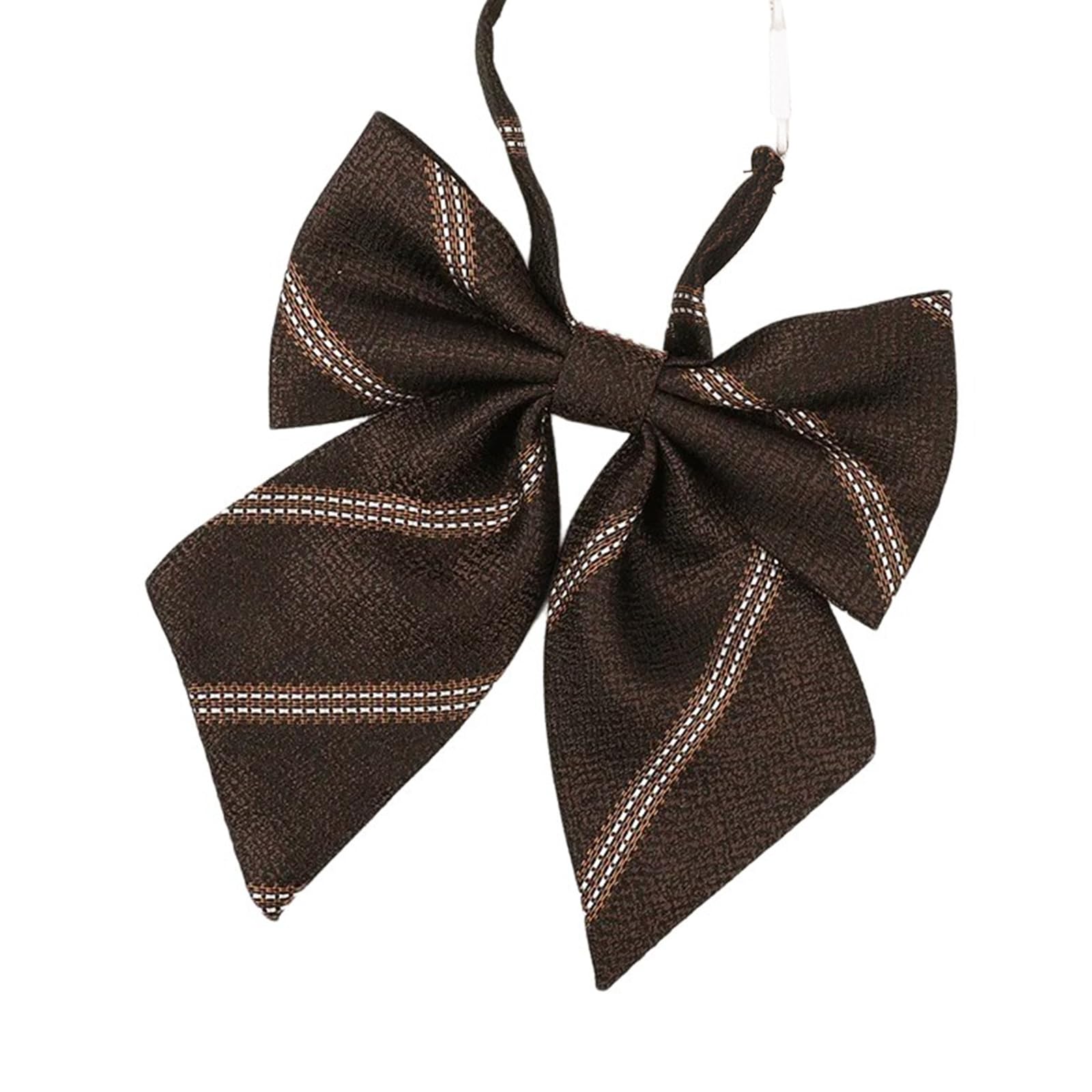 Maxtonser Vintage Brown Checkered Pre-Tied Neck Tie Korean Japanese College Bowtie School Uniform Necktie Cravat Tie