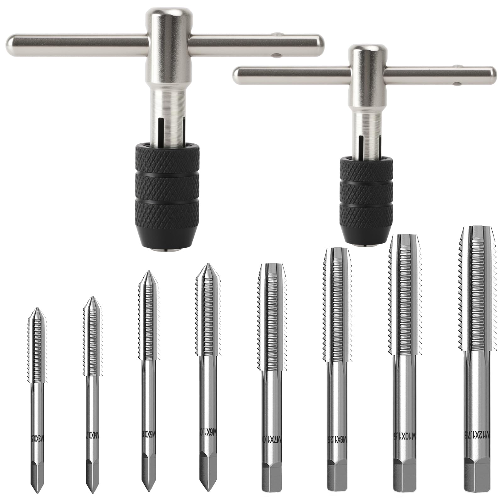 10 adet vida kılavuzu seti, Tap Wrench seti, M3 M4 M5 M6 M7 M8 M10 M12