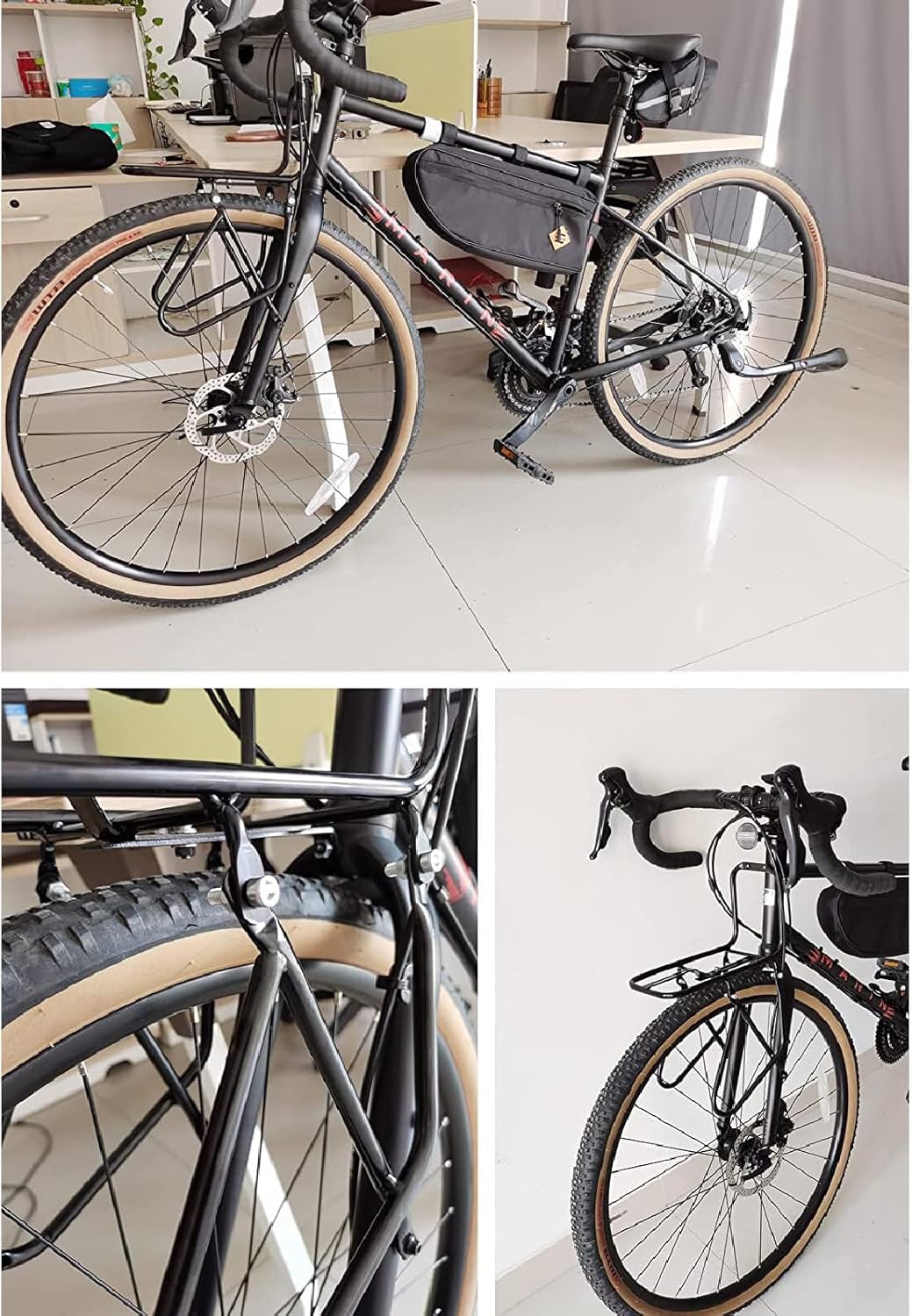 Bicycle Front Rack, Bike Luggage Touring Carrier Racks 15KG Capacity Mountain Bike Pannier Cycling Equipment Stand Footstock for Cargo Luggage Picnic Carrier Rack,Black 2