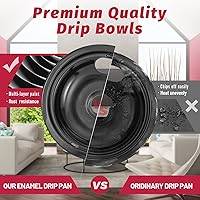 Vista 17 de W10196405 W10196406 - Sartenes de goteo para estufa eléctrica, compatibles con Whirlpool Electric Range-Thickening para evitar doblado, juego de 4