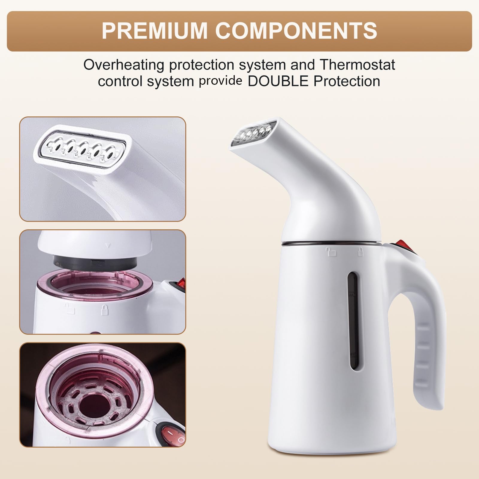 Souvik Ferro da Stiro a Vapore con Spegnimento Automatico, Riscaldamento Rapido, Rimozione Rapida Delle Pieghe, Vaporizzatore per Viaggi, Ufficio, Casa, Serbatoio da 120 ml, 700 W, Bianco