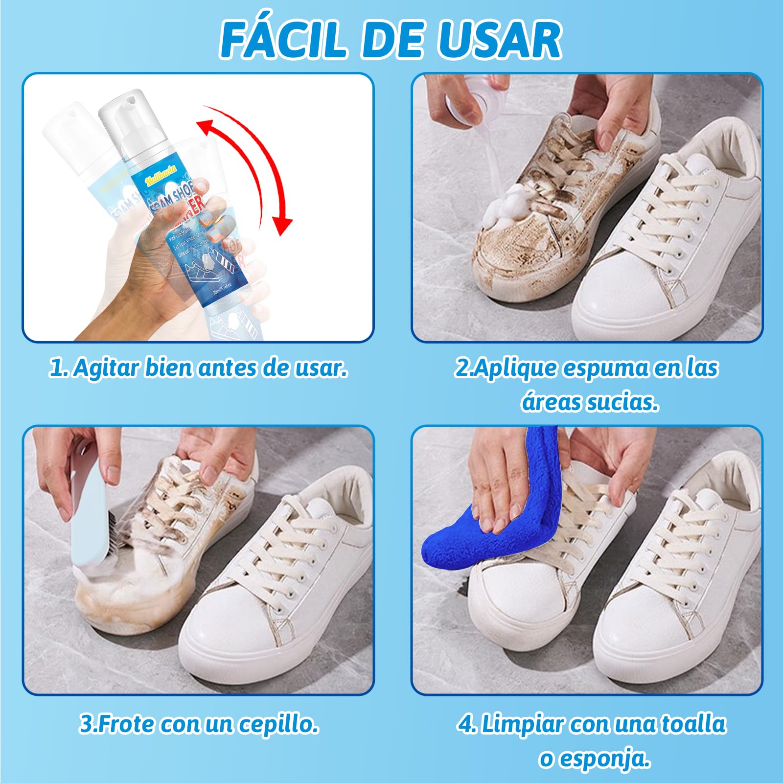 Limpiador Zapatillas, limpiador zapatillas blancas, Kit Limpieza Zapatillas de Zapatos para Eliminar Manchas, Kit de limpieza de zapatos Para limpiador de cuero, tejido, botas, lona y gamuza
