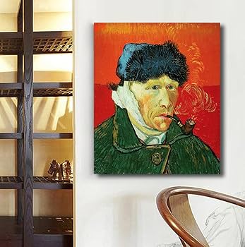 Amazon.co.jp: 赤い背景ヴァンゴッホ自画像キャンバスアート絵画寝室の Amazon.co.jp: 赤い背景ヴァンゴッホ自画像キャンバスアート絵画寝室の